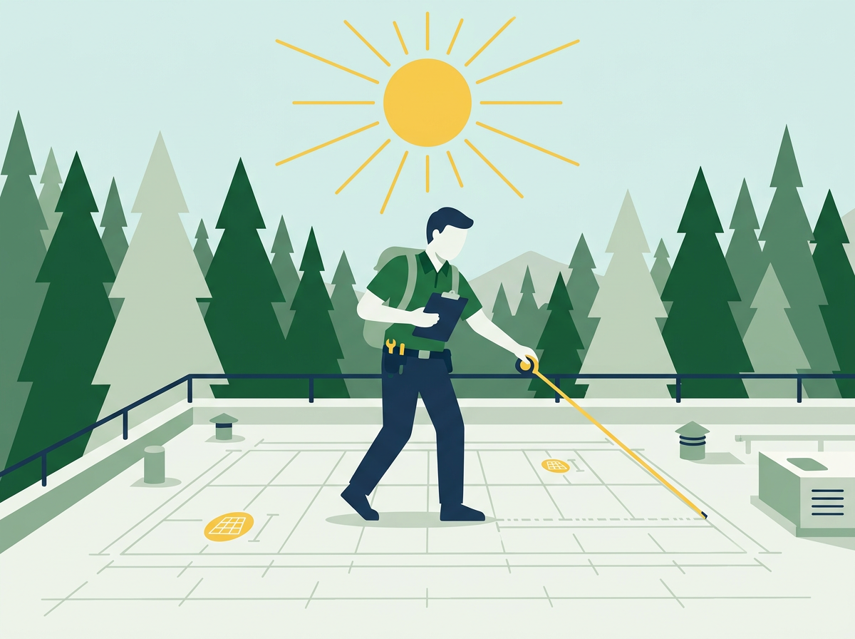 Illustration of a solar consultant assessing a rooftop